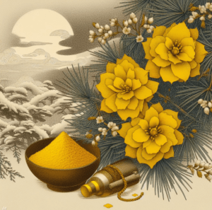 송화가루와 소나무의 꽃 